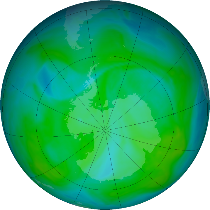 Antarctic ozone map for 13 December 2004